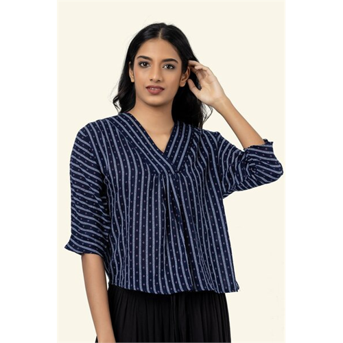 Cotton Collection Cotton Dark-navy Basic Top By Coco