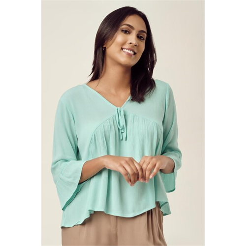 Cotton Collection Cotton Green Flare Top By Coco