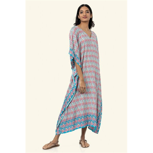 Cotton Collection Cotton Green Kaftan Dress By Coco