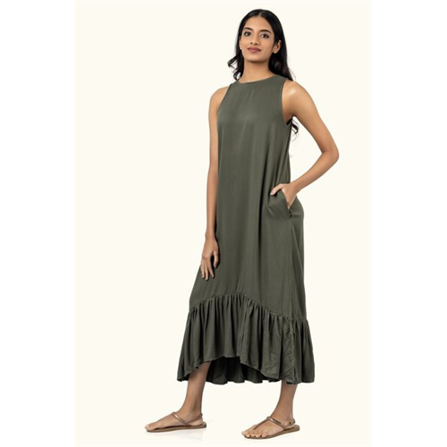 Cotton Collection Cotton Green Maxi Pocket Dress By Coco