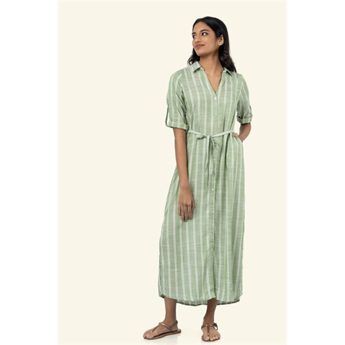 Cotton Collection Cotton Green Maxi Slit Dress By Coco