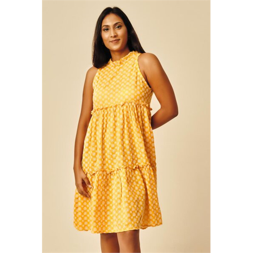 Cotton Collection Cotton Mustard Cutlon Dress By Coco