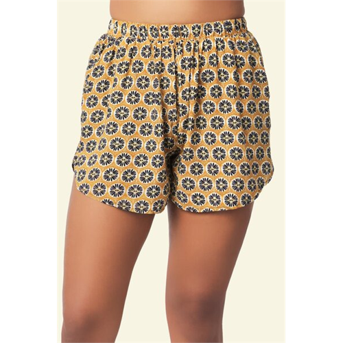 Cotton Collection Cotton Mustard Print Short By Coco