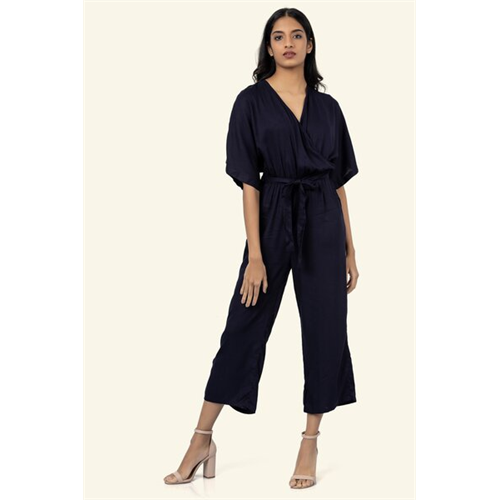 Cotton Collection Cotton Navy Jumpsuit By Coco