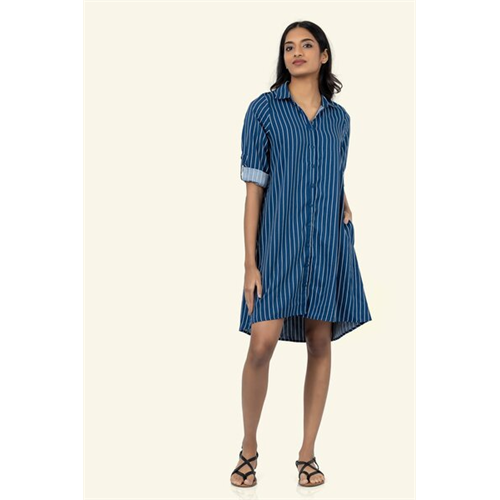 Cotton Collection Cotton Navy Shirt Dress By Coco