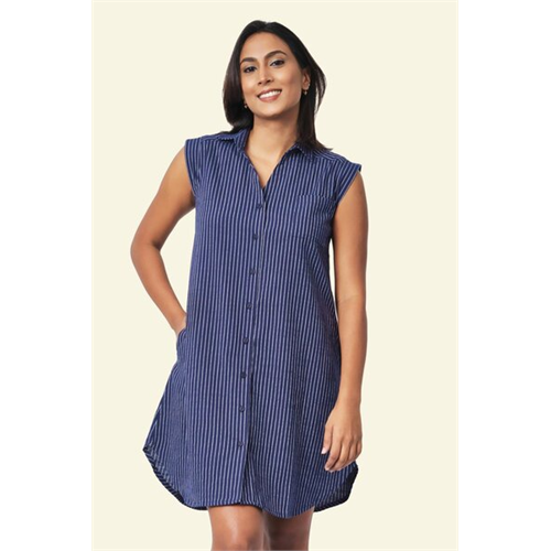 Cotton Collection Cotton Navy Shirt Dress By Coco