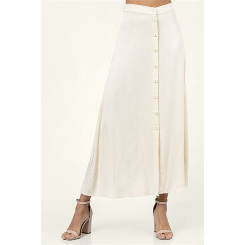 Cotton Collection Cotton Offwhite Buttoned Skirt By Coco