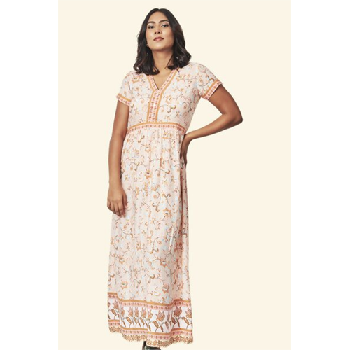 Cotton Collection Cotton Orange Boho Maxi Dress By Coco