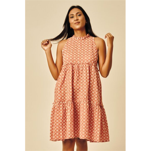 Cotton Collection Cotton Orange Cutlon Dress By Coco