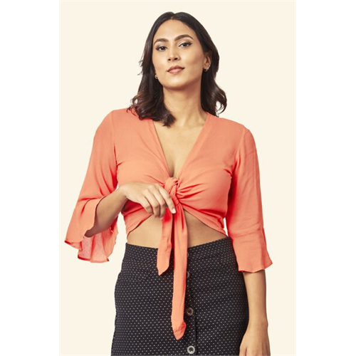 Cotton Collection Cotton Orange Tieup Top By Coco