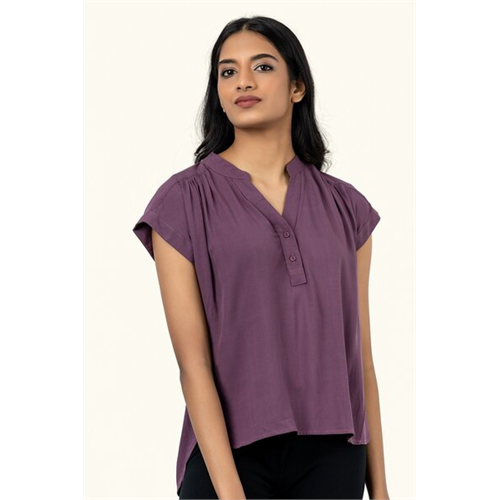 Cotton Collection Cotton Purple Vneck Top By Coco