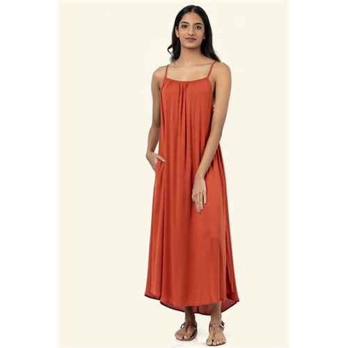 Cotton Collection Cotton Rust Strappy Dress By Coco