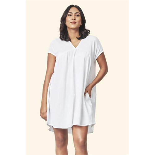 Cotton Collection Cotton White Gathered Dress By Coco