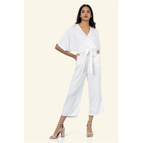 Cotton Collection Cotton White Jumpsuit By Coco