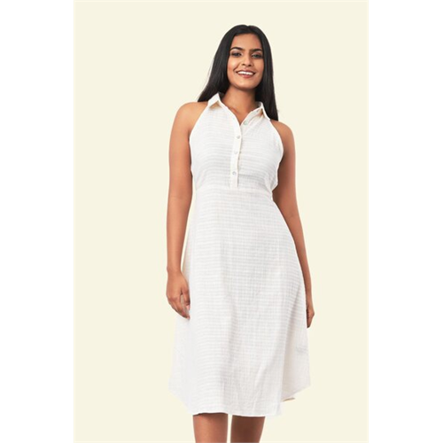 Cotton Collection Cotton White Midi Dress by Coco