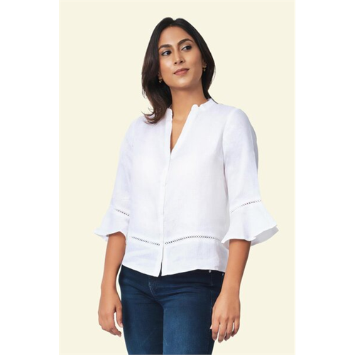 Cotton Collection Cotton White Vneck Top By Coco