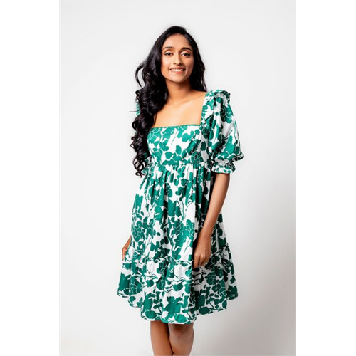 Cotton Collection Green Printed Dress By Coco