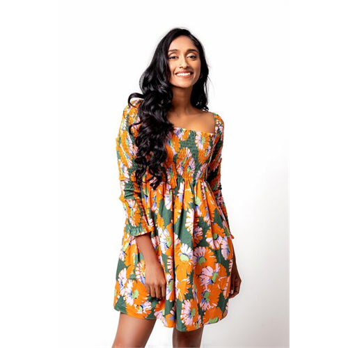 Cotton Collection Green Printed Dress By Coco