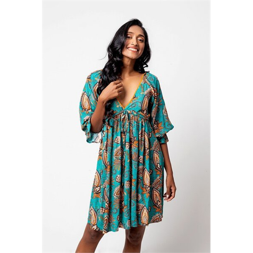 Cotton Collection Green Printed Dress By Coco