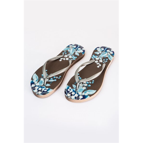 Cotton Collection Grey Printed Slippers By Coco