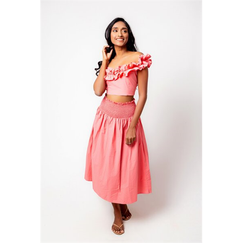 Cotton Collection Pink Skirt & Top Set By Coco