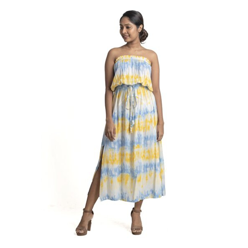 Cotton Collection Printed Strapless Maxi Dress By Coco