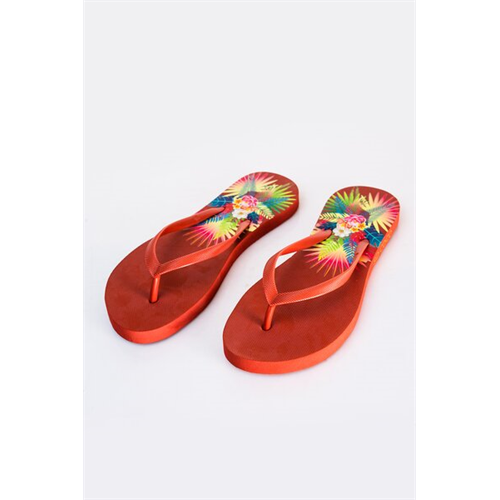 Cotton Collection Rust Printed Slippers By Coco