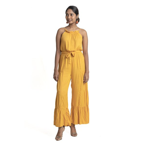 Cotton Collection Solid Color Sleeveless Jumpsuit By Coco