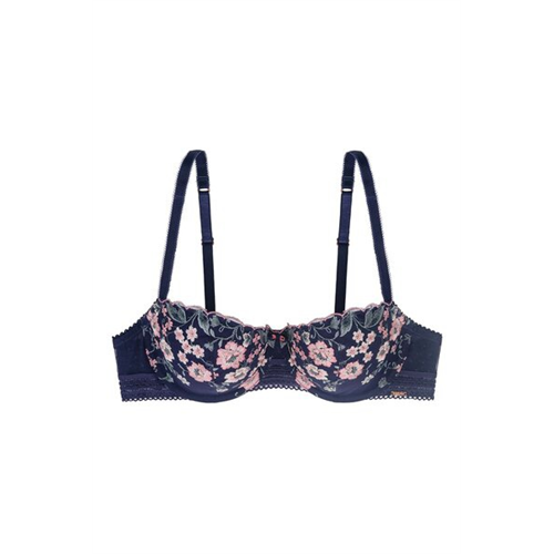 Dorina Zinnia Blue Floral Embroidery Bra