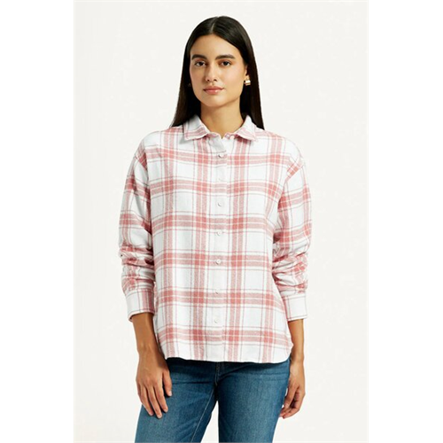 Levi's Women's Checkered Pink Relaxed Fit Shirt