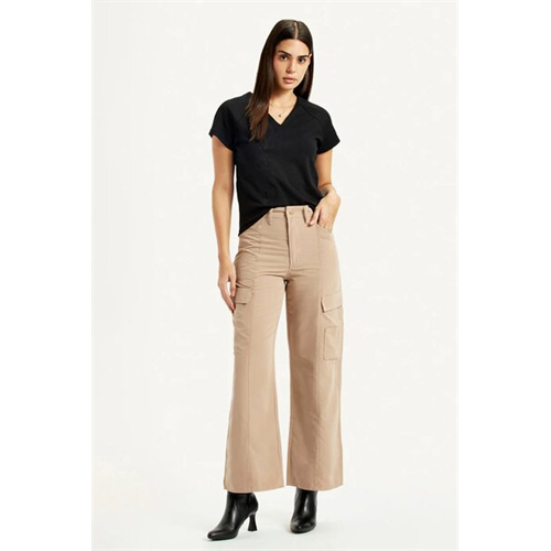Levi's Women's High Rise Beige Wide Leg Fit Trouser