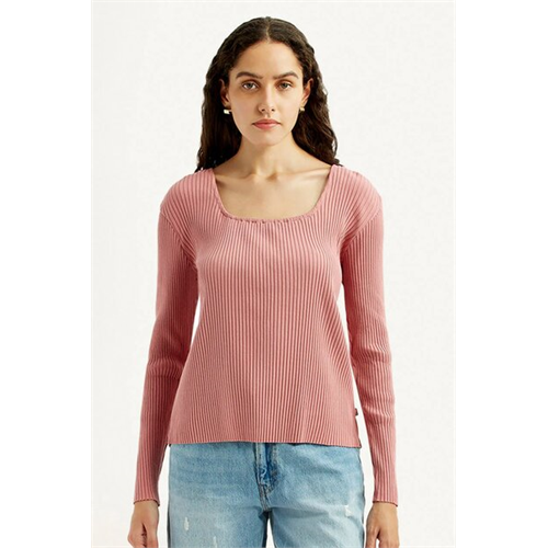Levi's Women's Solid Pink Square Neck Top
