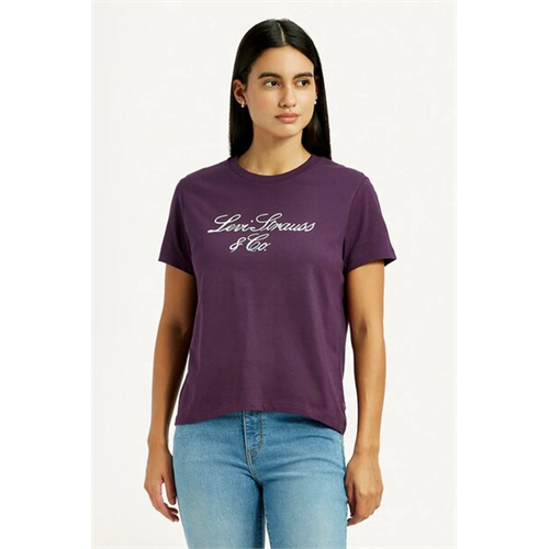 Levi's Women's Typography Purple Crew Neck T-shirt
