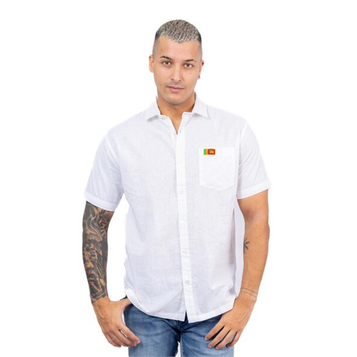 Luv Sl Mens White Shirt Sl Flg On Pocket