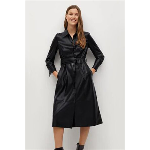 Mango Black Faux Leather dress
