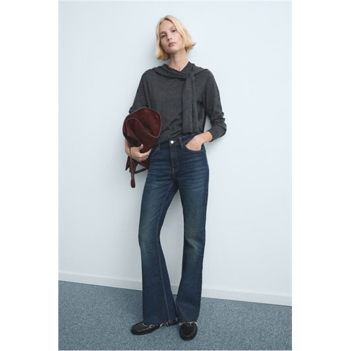 Mango Blue Fiona Flared Mid-Rise Jeans