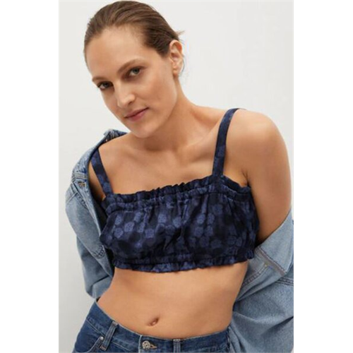 Mango Blue Printed Crop Top