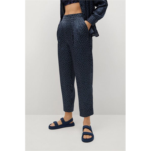 Mango Blue Print Straight Trouser