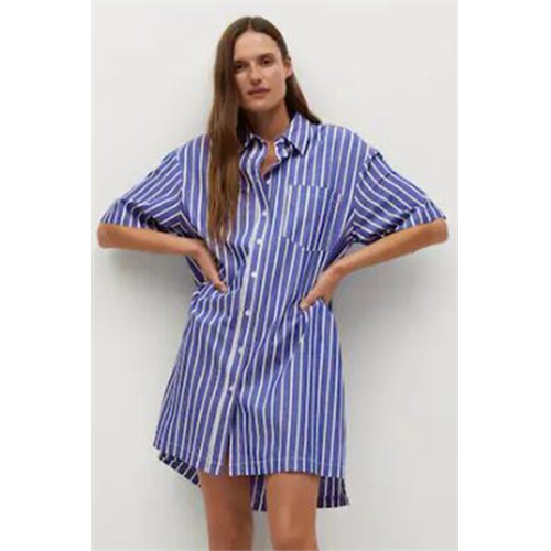 Mango Blue Striped Shirt Dress