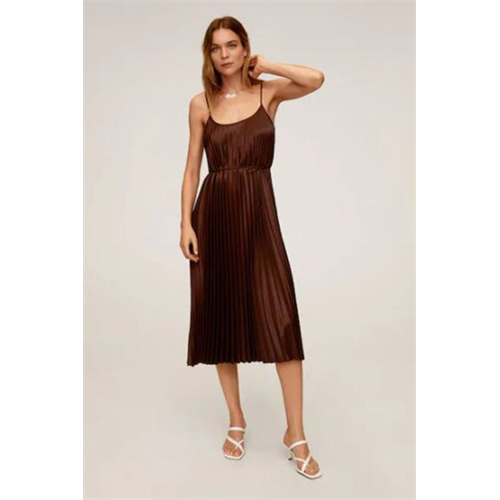 Mango Brown Pleated Dress