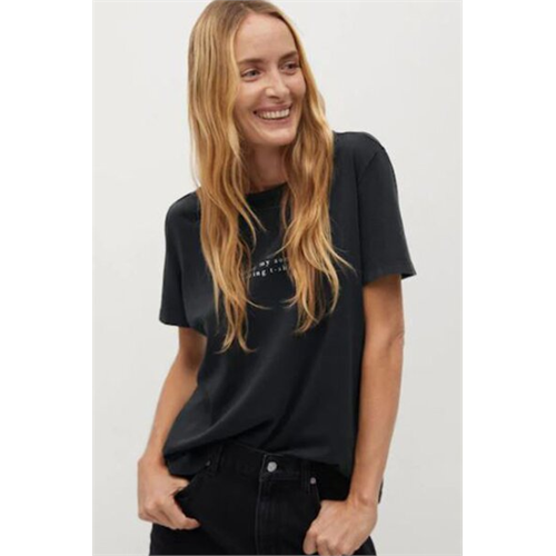 Mango Dark Grey Text Tshirt