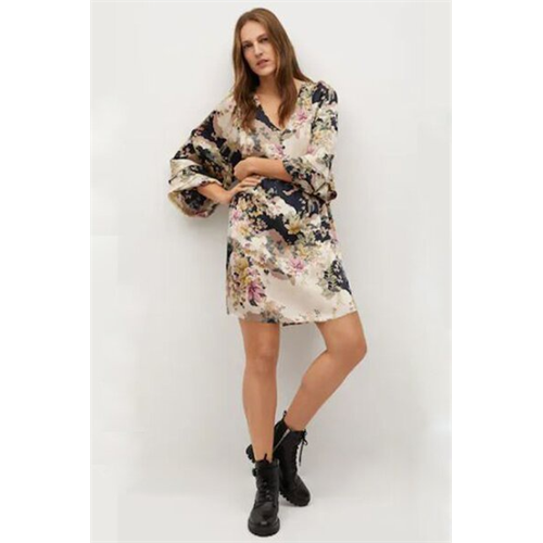 Mango Floral Balloon Sleeved Dress