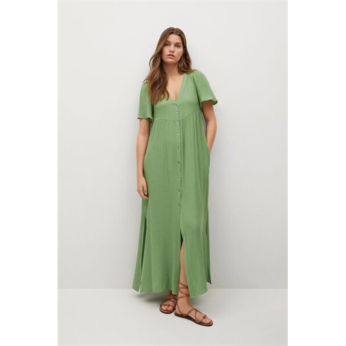 Mango Green Button Down Maxi Dress