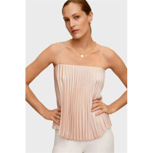 Mango Pink Pleated Strap Top