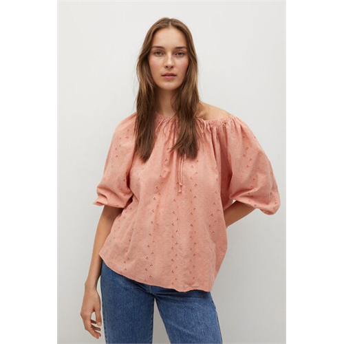 Mango Pink Swiss Embroidery Blouse