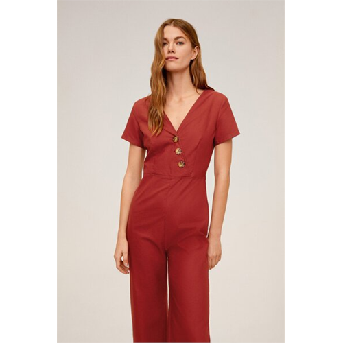 Mango Red Button Detail Jumpsuit