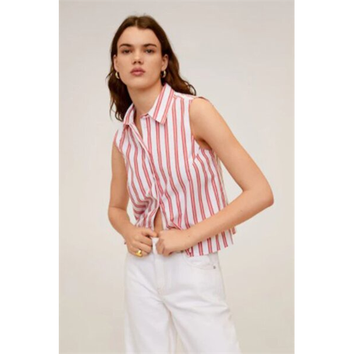 Mango Red Striped Sleeveless Top