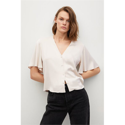 Mango Solid Colour V Neck Top