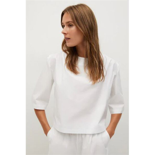 Mango White High Neck Top