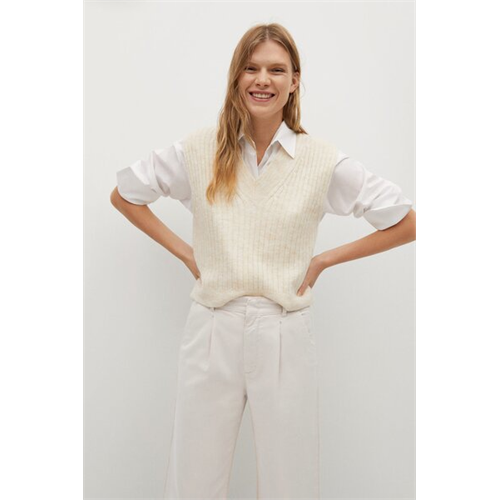 Mango White Pleat Detail Trousers
